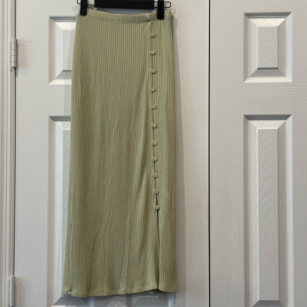 Reformation olive green knit skirt